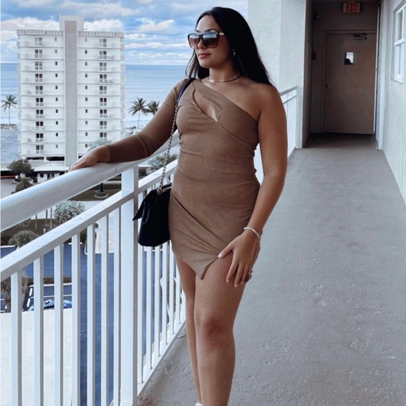 BROWN TIGHT DRESS - Picture 1 of 3